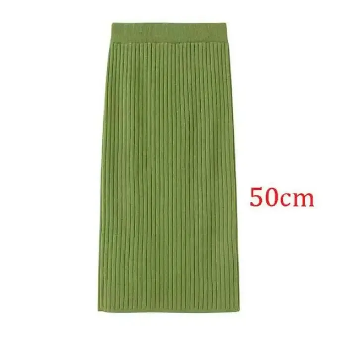 2022 Women's Spring Pencil Knitted Skirt High Waist Warm Elegant Knitting Ribbed Party Skirt Black Solid Ladies Office Skirts