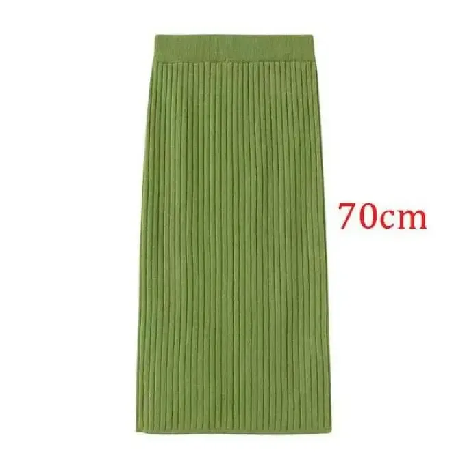 2022 Women's Spring Pencil Knitted Skirt High Waist Warm Elegant Knitting Ribbed Party Skirt Black Solid Ladies Office Skirts