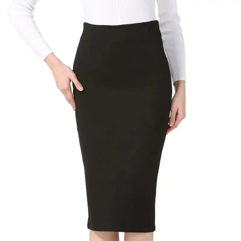 5XL Plus Size Women Pencil Skirts Autumn 2017 Elegant High Waist Bodycon Skirt Korean Fashion Elastic Work Office Skirt