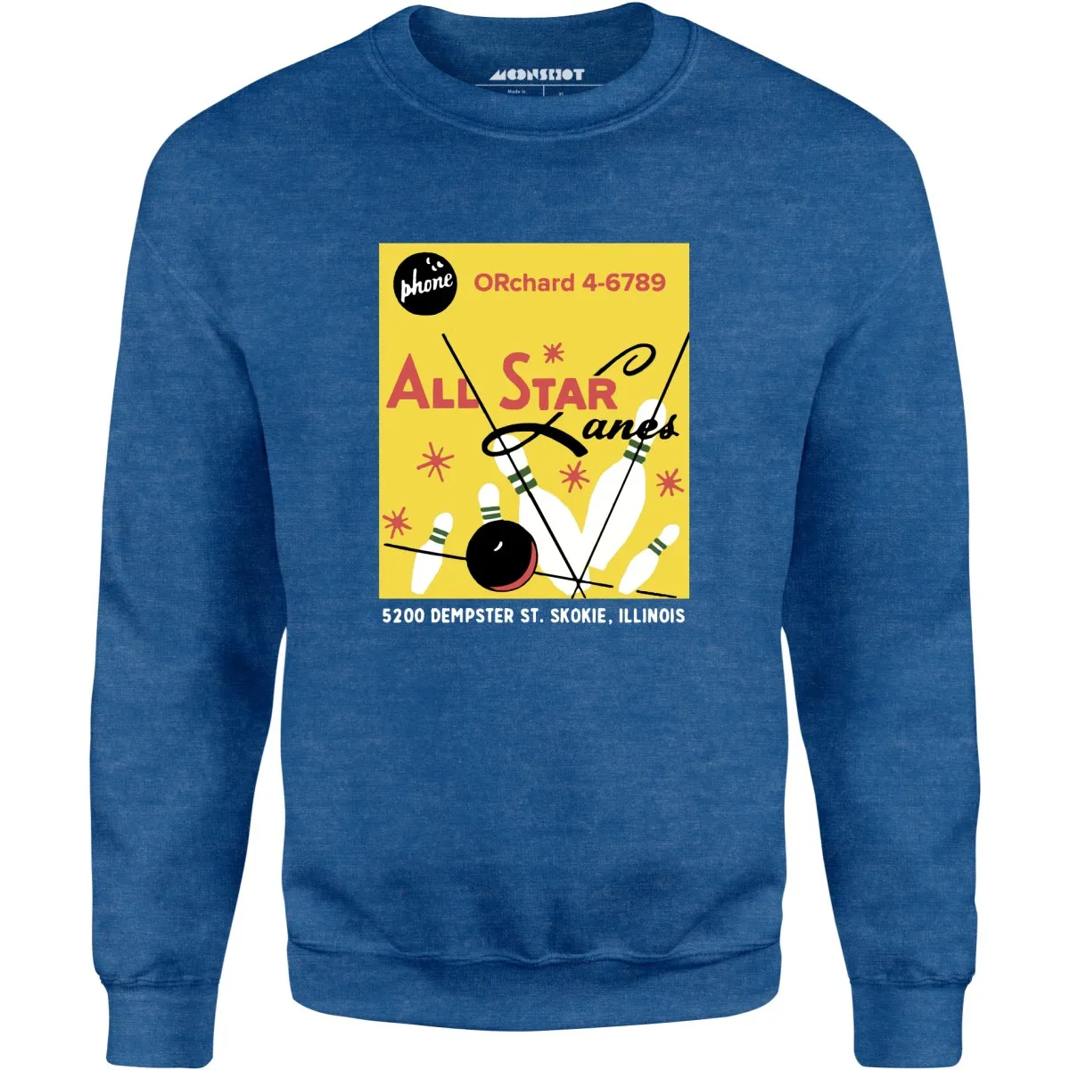 All Star Lanes v2 - St. Skokie, IL - Vintage Bowling Alley - Unisex Sweatshirt