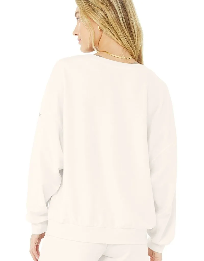 Alo Yoga Women's Dreamy Soft French Terry V-Neck Sweatshirt, Ivory, S