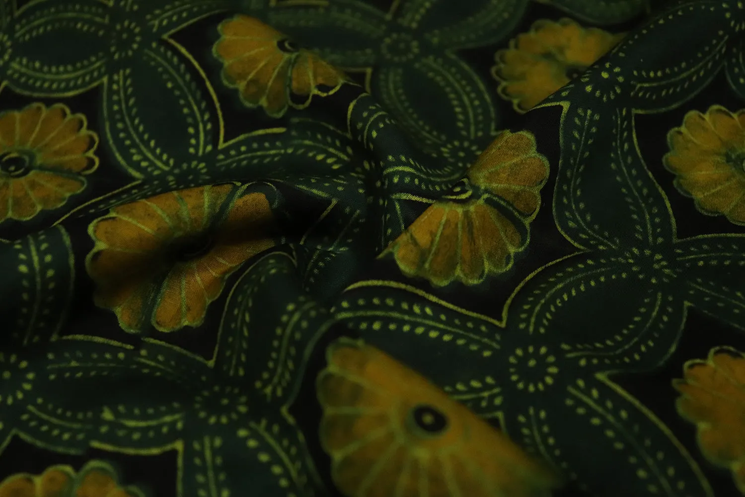 Black & Yellow Traditional Modal Satin Fabric