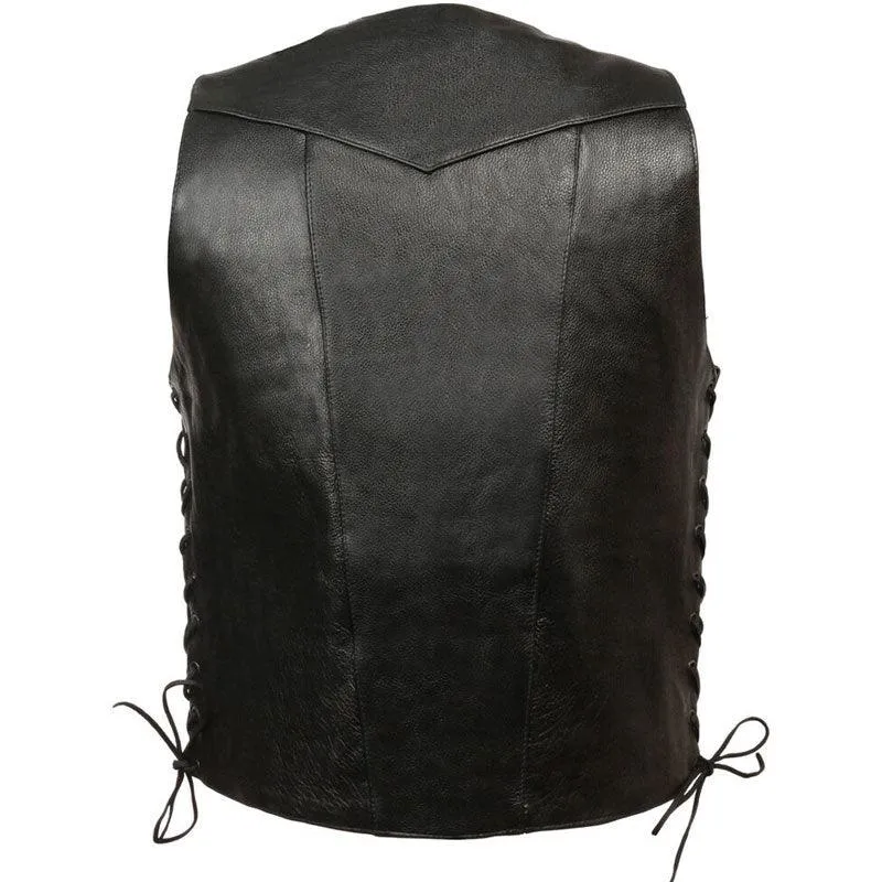 BLACK POCKET SIDE LACE VEST FOR MEN'S