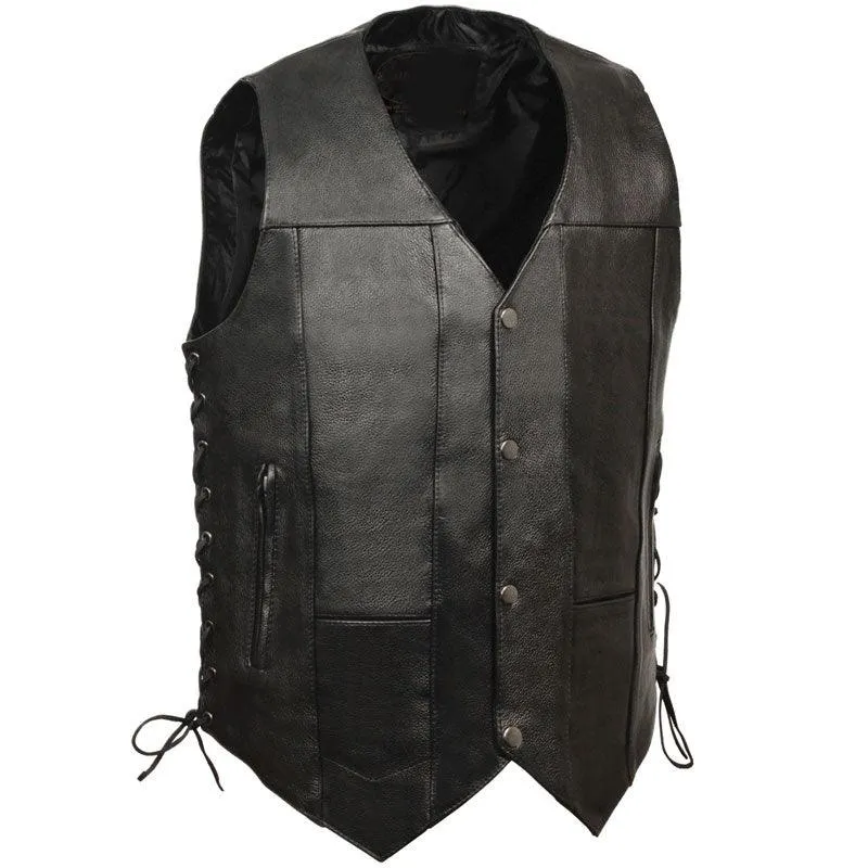 BLACK POCKET SIDE LACE VEST FOR MEN'S