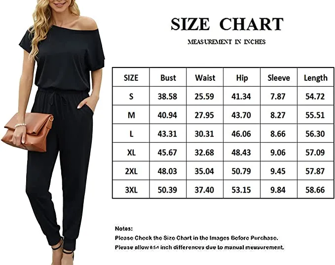 Black Sleeveless Summer Jumpsuit Rompers Off Shoulder for Women with Pockets Casual Elastic Waist - KAY SINN