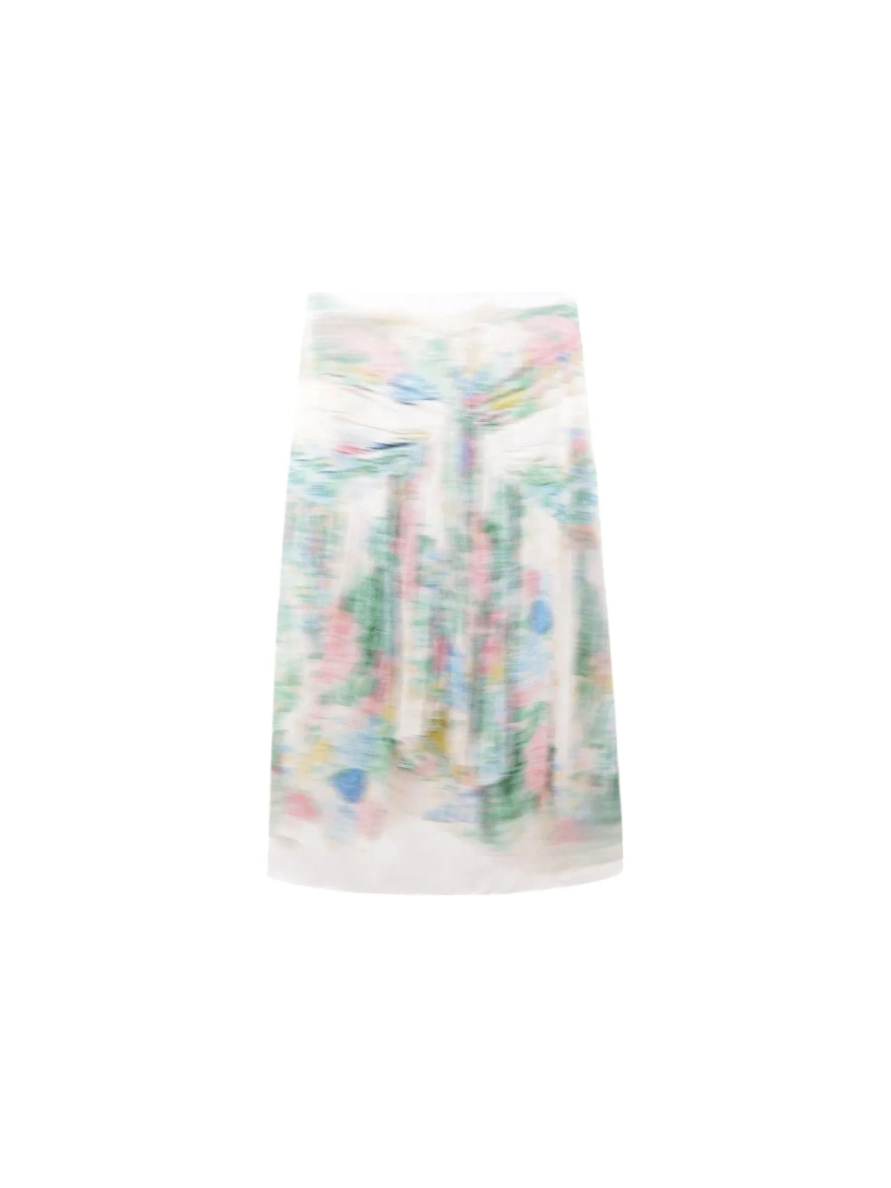 Blurred Print Satin Skirt