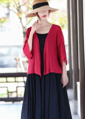 Bohemian Red Cotton UPF 50  Cardigans Three Quarter sleeve