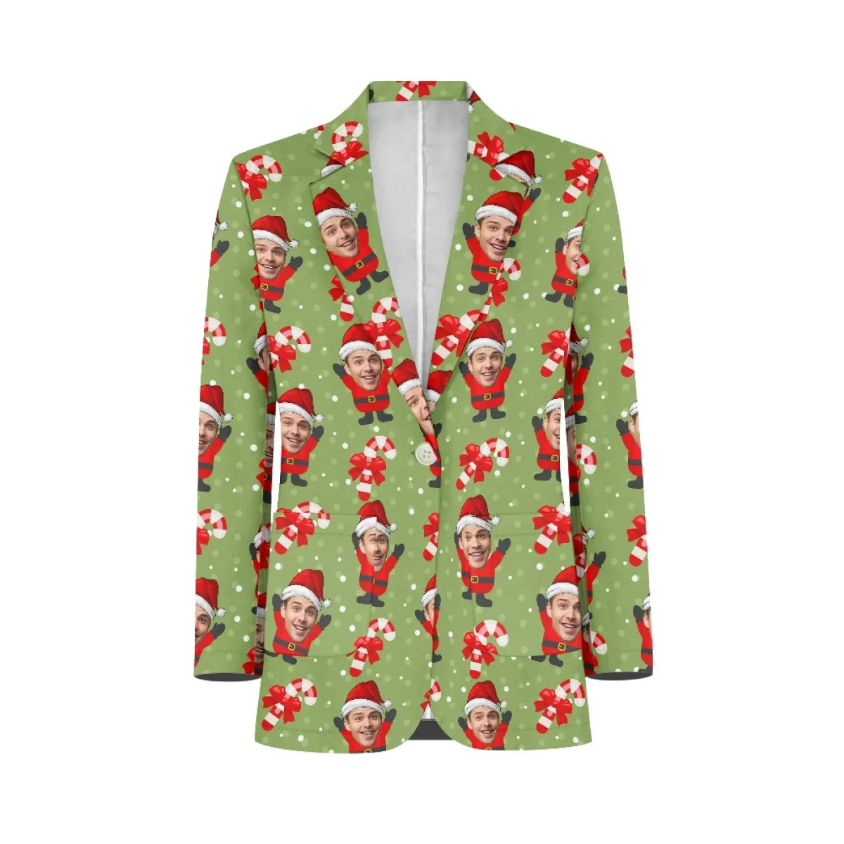 Custom Face Christmas Hat Green Blazers Ties Personalized Jacket Casual Coats For Men Women