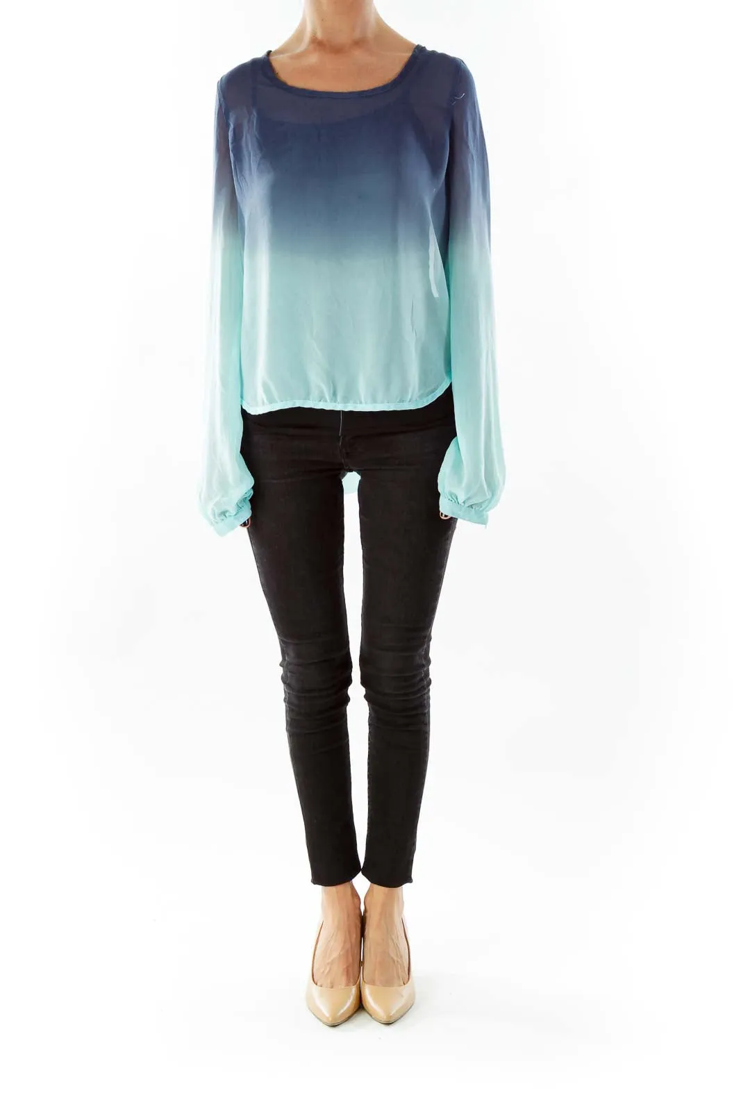 Dark Light Blue Ombre Blouse