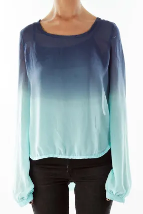 Dark Light Blue Ombre Blouse