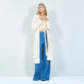 Elegant long belted cardigan wholesale