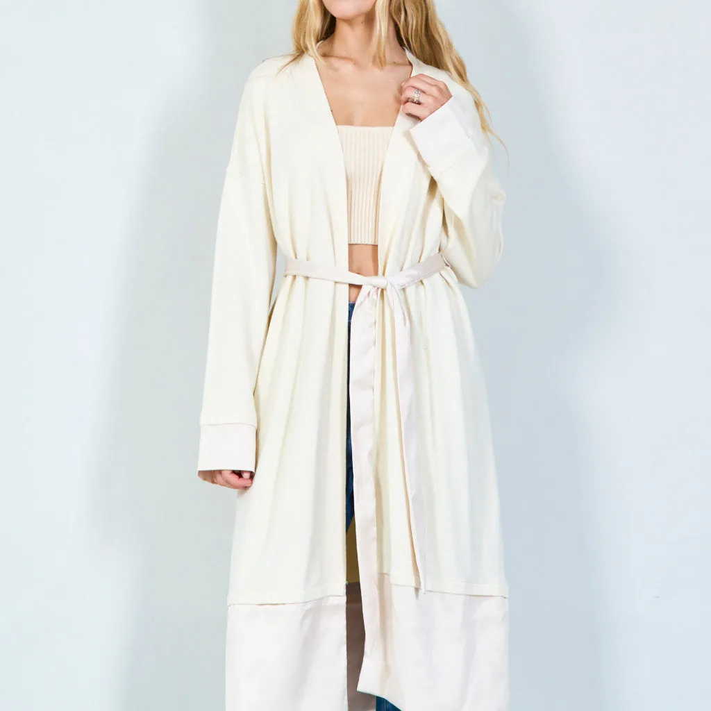 Elegant long belted cardigan wholesale