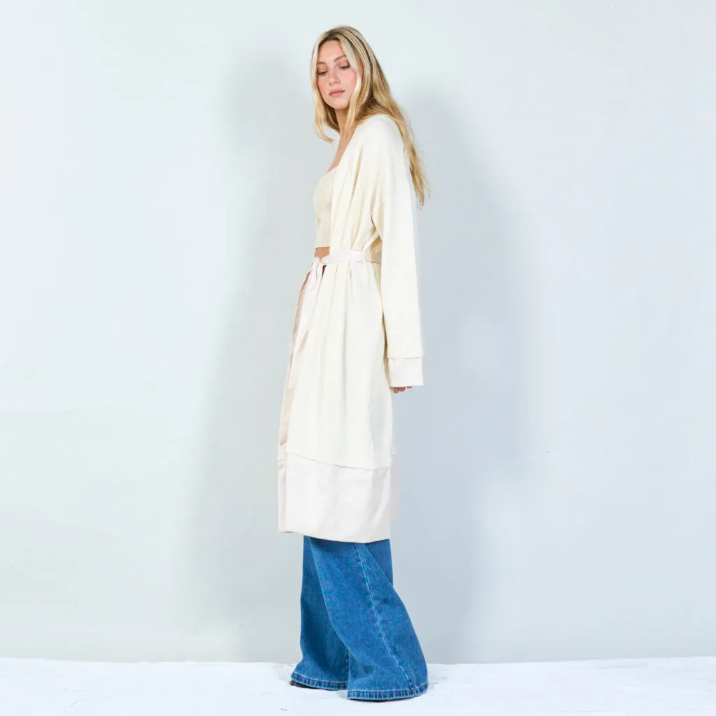 Elegant long belted cardigan wholesale