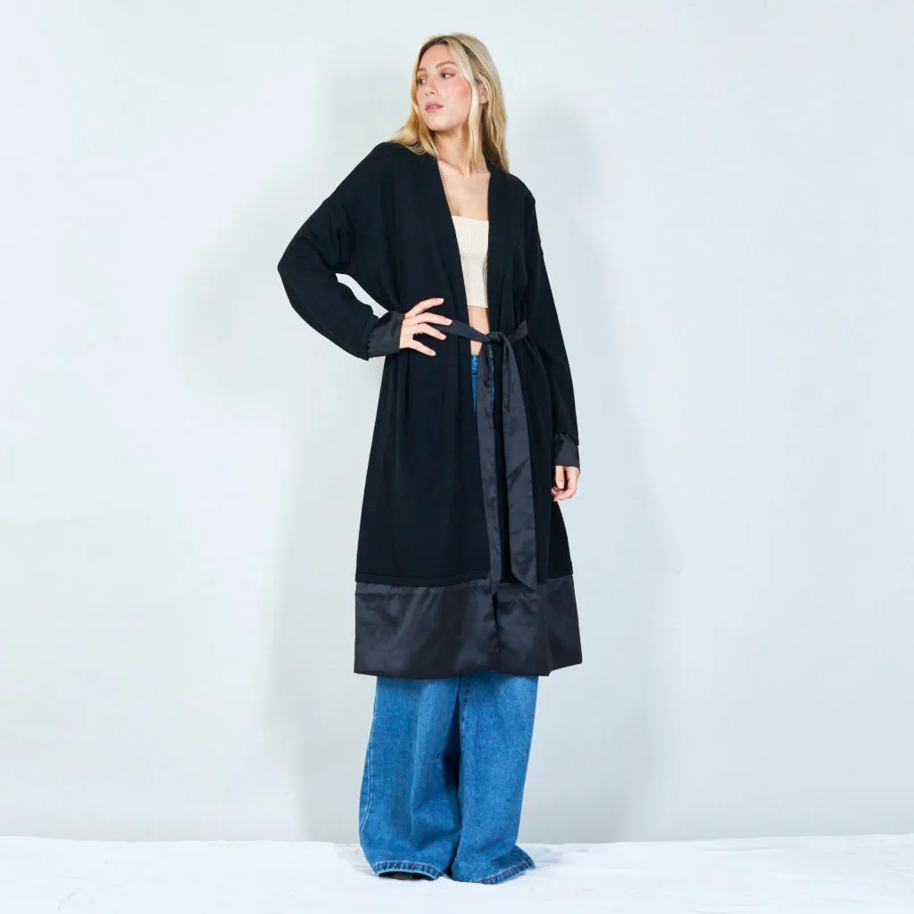 Elegant long belted cardigan wholesale