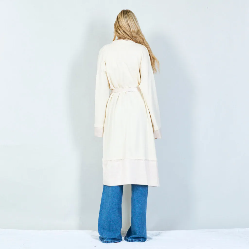 Elegant long belted cardigan wholesale