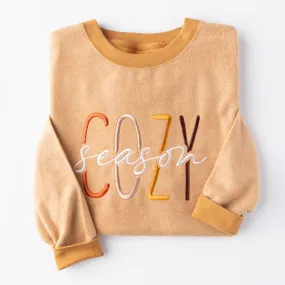 Embroidered Cozy Season Fuzzy Sweatshirt - 5