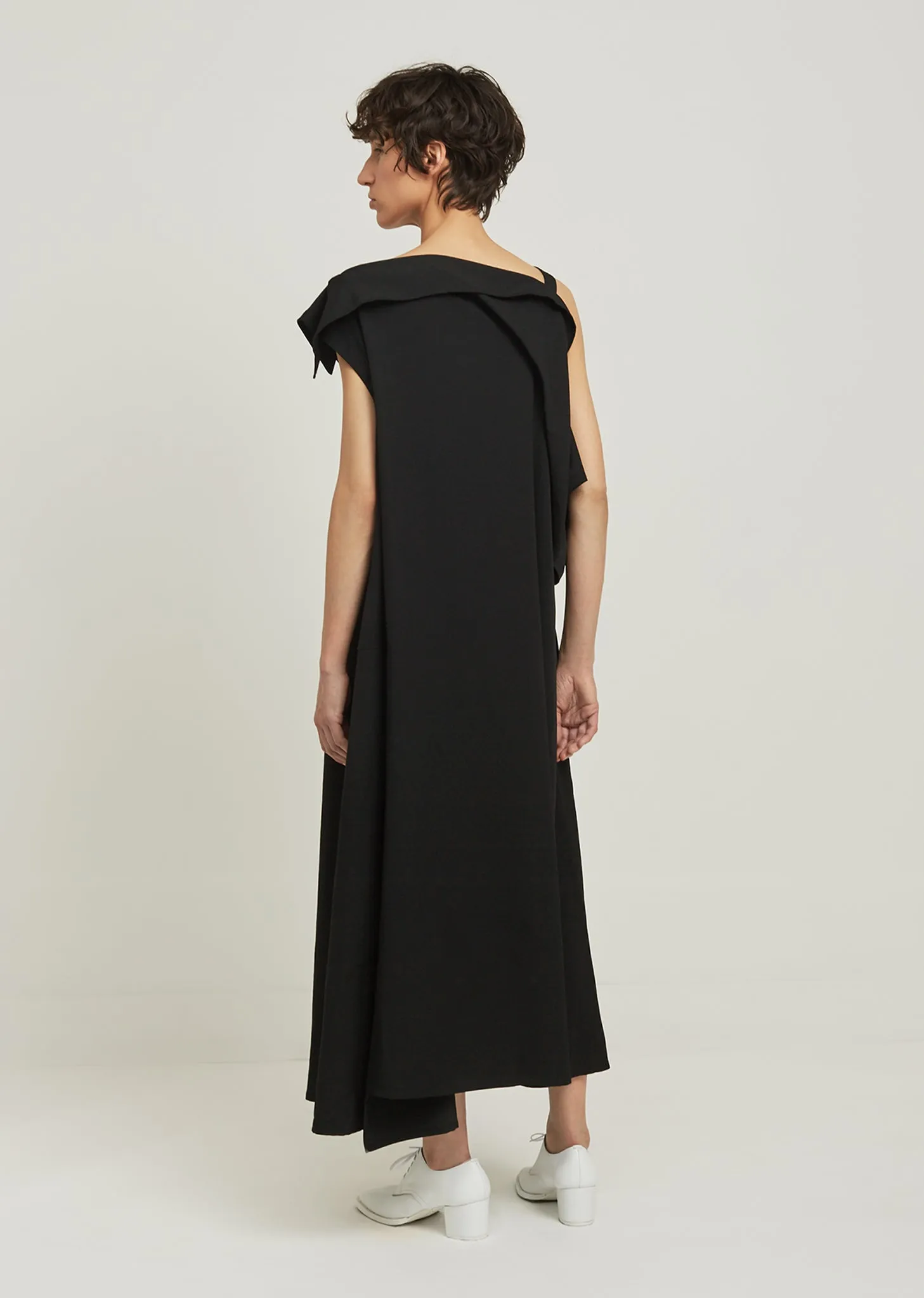 Gabardine Draped Sleeveless Dress