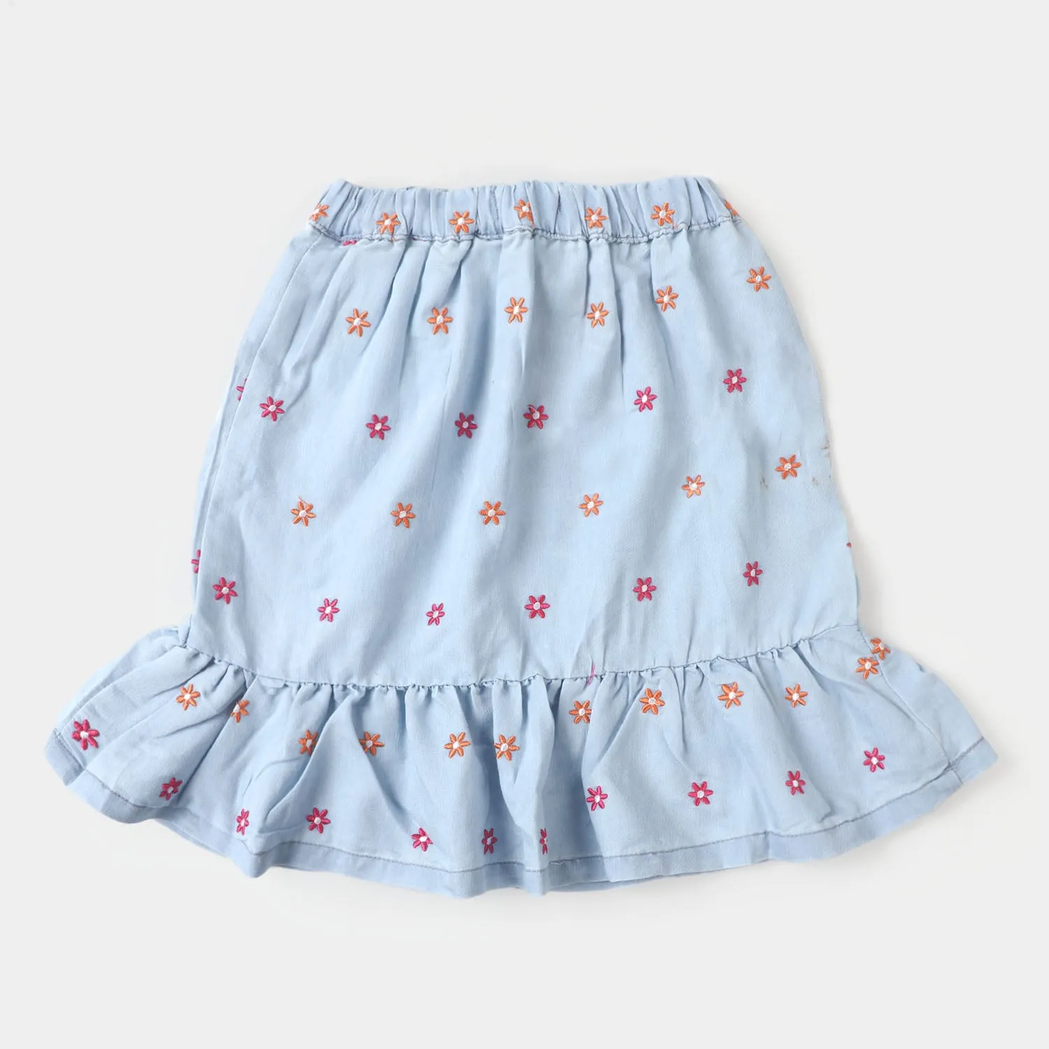 Girls Denim Skirt Denim Floral - Ice Blue