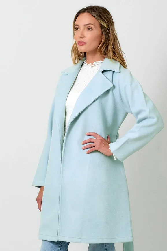 Lapel Collar Robe Coat  Blue Breeze