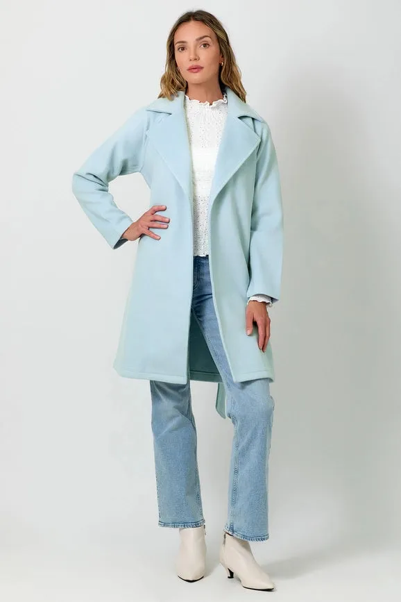 Lapel Collar Robe Coat  Blue Breeze