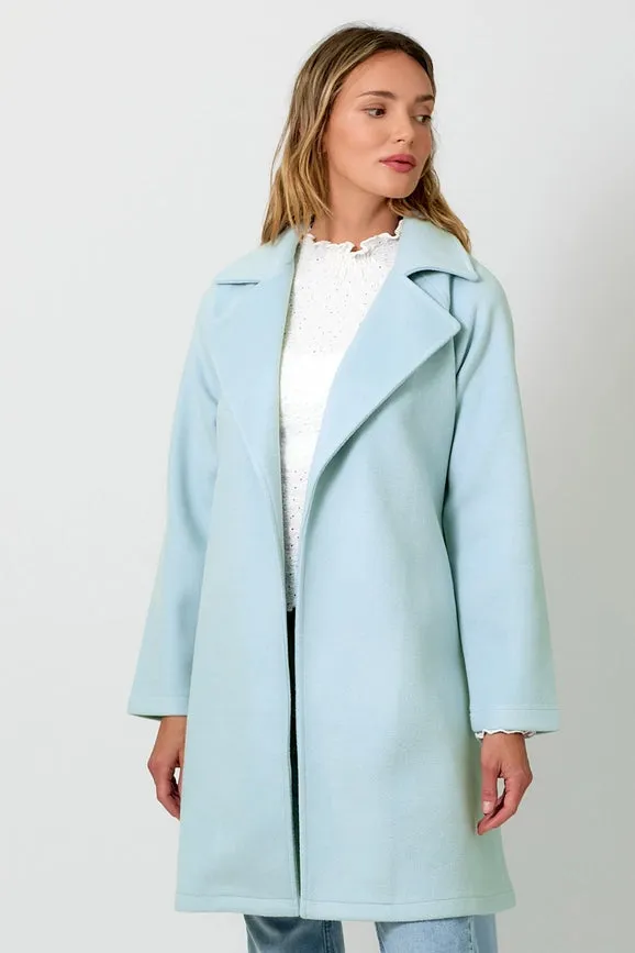 Lapel Collar Robe Coat  Blue Breeze