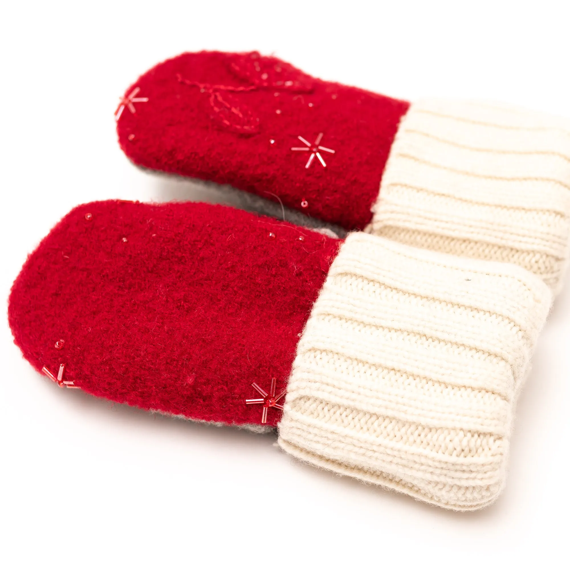 Large Kid's Wool Sweater Mittens | Sparkling Rubies