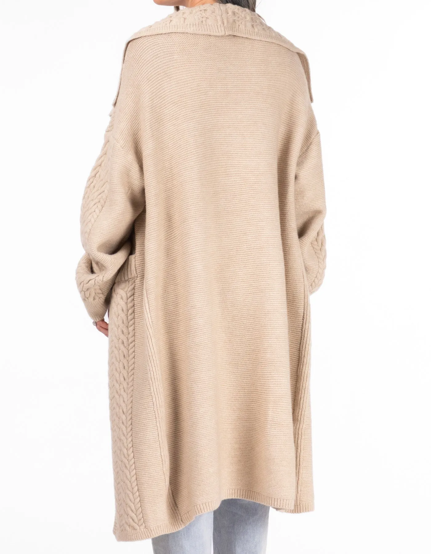 Oak Oversize Edge to Edge Maxi Cardigan in Beige