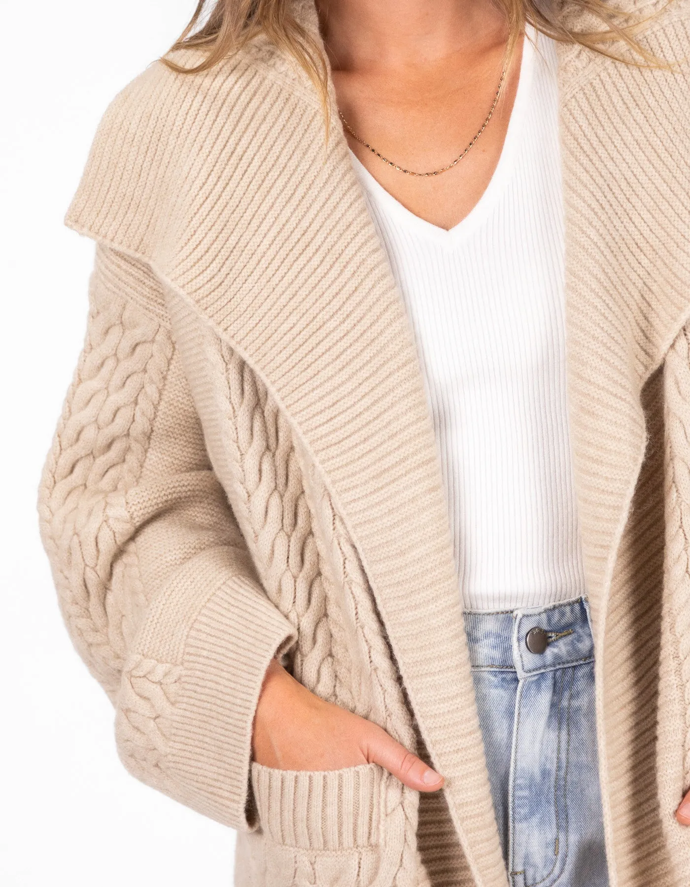 Oak Oversize Edge to Edge Maxi Cardigan in Beige