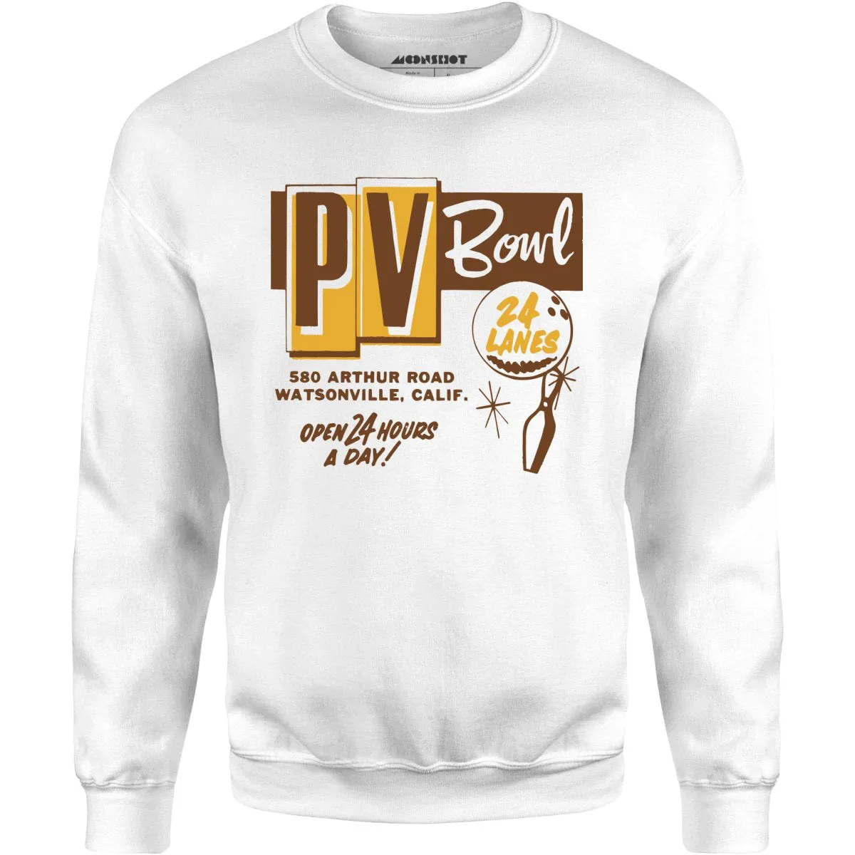 PV Bowl - Watsonville, CA - Vintage Bowling Alley - Unisex Sweatshirt