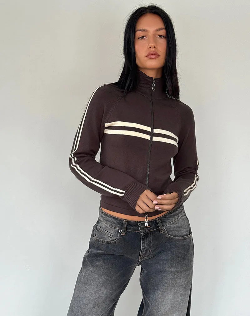 Talisa Sporty Zip Through Jacket in Brown