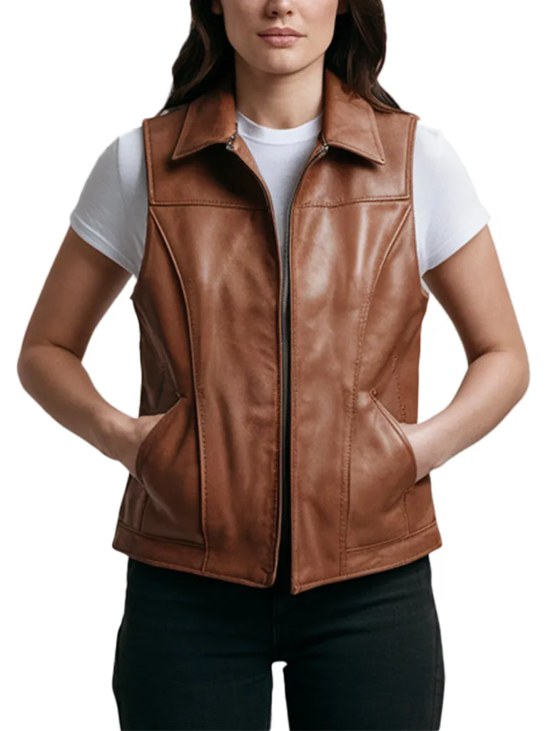 Women's Brown Ramble Leather Vest