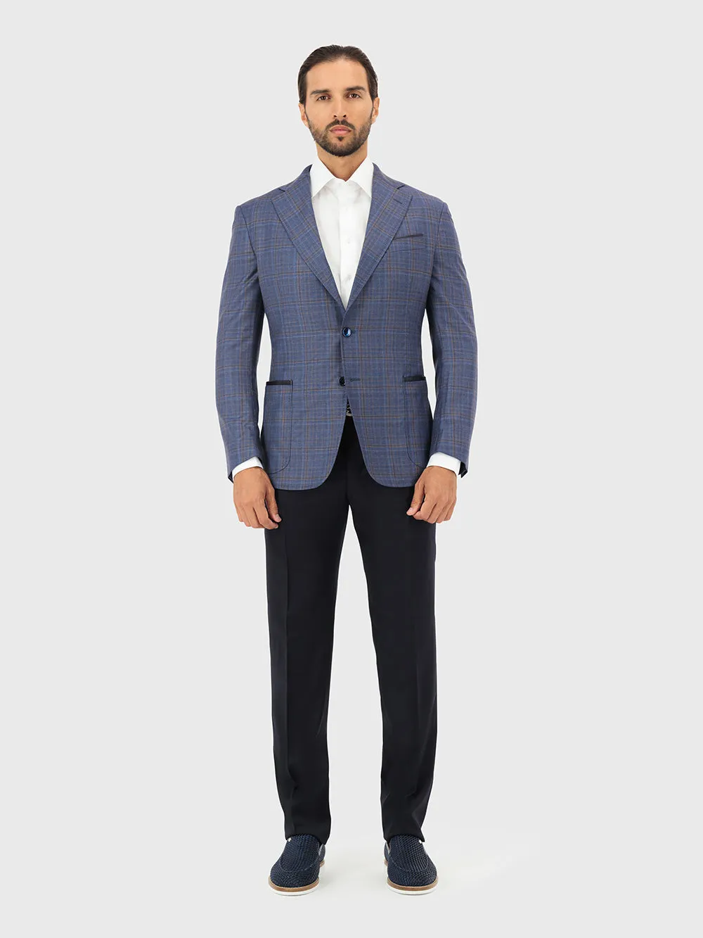 Wool Blazer with Checkered Pattern